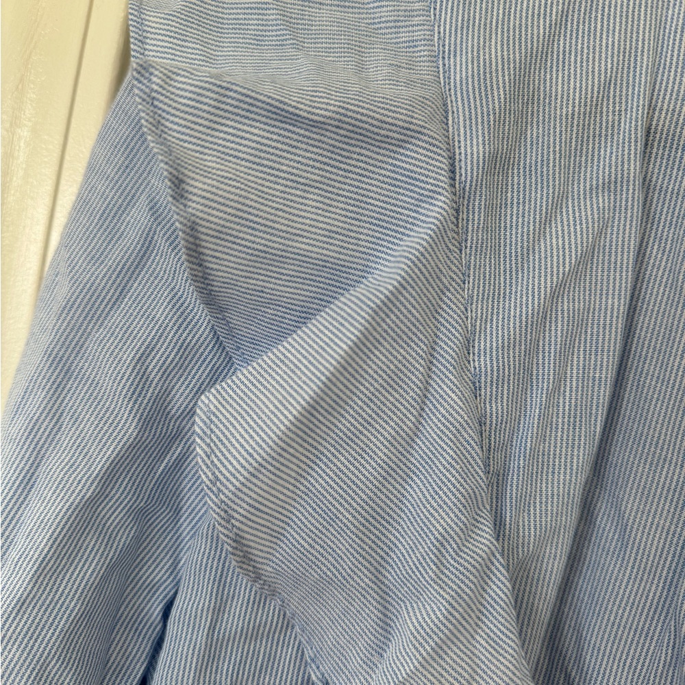 Light Blue Ruffled Button-Up Blouse - Picture 3 of 6